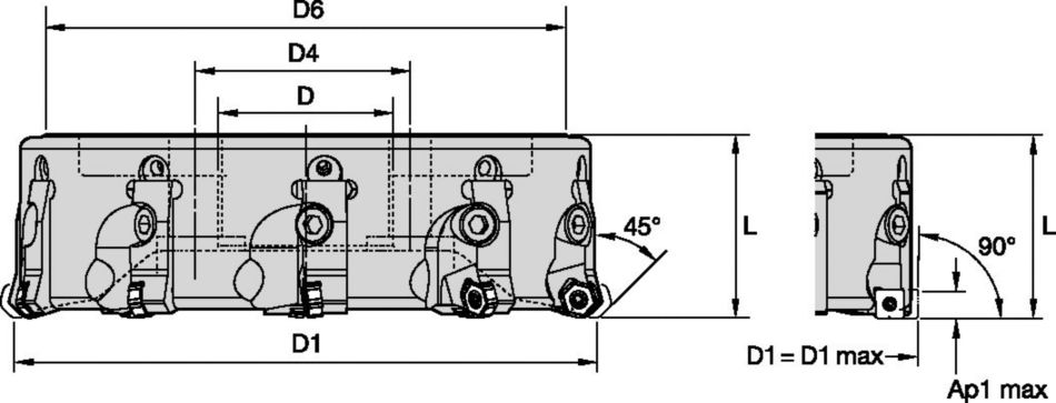 Cartridge Milling System Tool Bodies