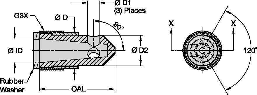 T090 Series Triple Blast Nozzles • Angle Nozzles • Tungsten Carbide