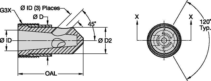 T045 Series Triple Blast Nozzles • Angle Nozzles • Tungsten Carbide