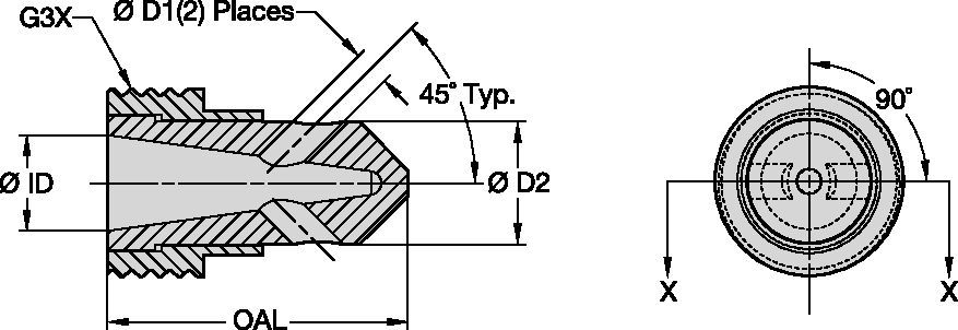 T045 50mm Series Blast Nozzles • Angle Nozzles • Tungsten Carbide