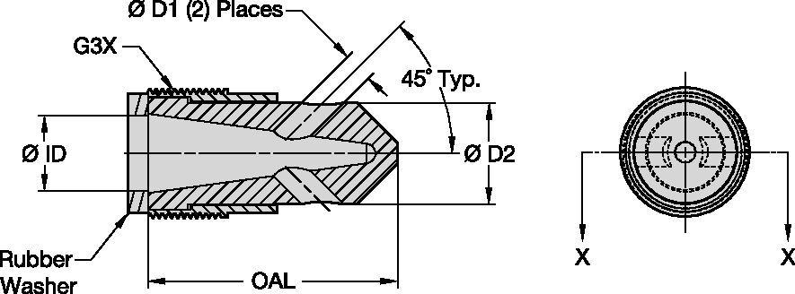 T045 Series Double Blast Nozzles • Angle Nozzles • Tungsten Carbide