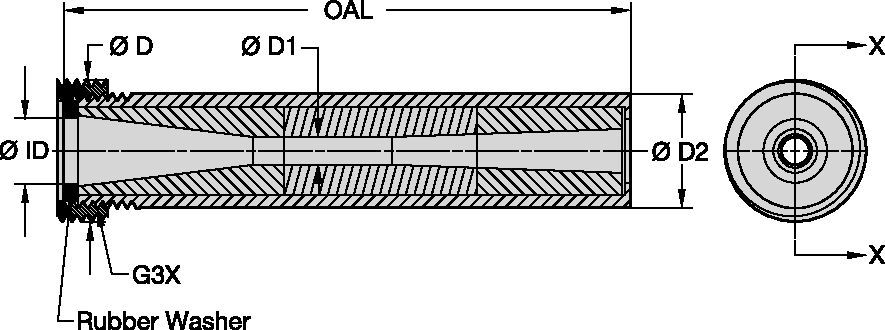 BLVE 50mm Series Blast Nozzles • Conventional Long Venturi • Boron Carbide