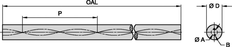 Helical Coolant Hole Rods • As Sintered • Metric