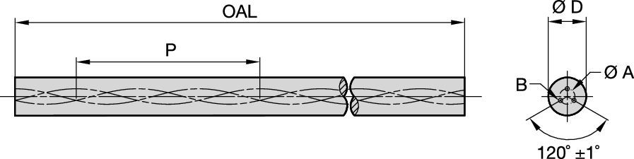 Helical Coolant Hole Rods • As Sintered • Metric