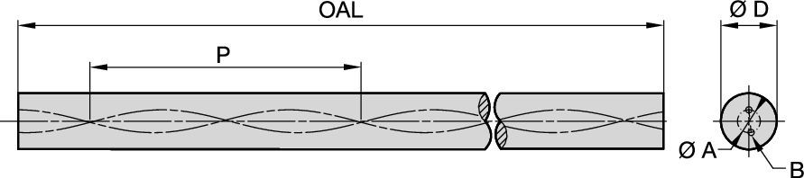 Helical Coolant Hole Rods • As Sintered • Metric