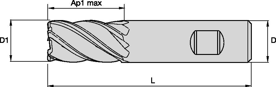 HARVI™ II • Extremo cuadrado • 5 canales • Mango Weldon® • Pulgadas