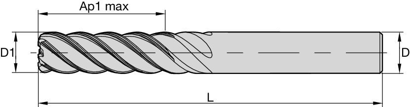 HARVI™ II Long Solid Carbide End Mill for Finishing and Fine Finishing Applications