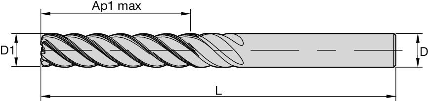 HARVI™ II Long Solid Carbide End Mill for Finishing and Fine Finishing Applications