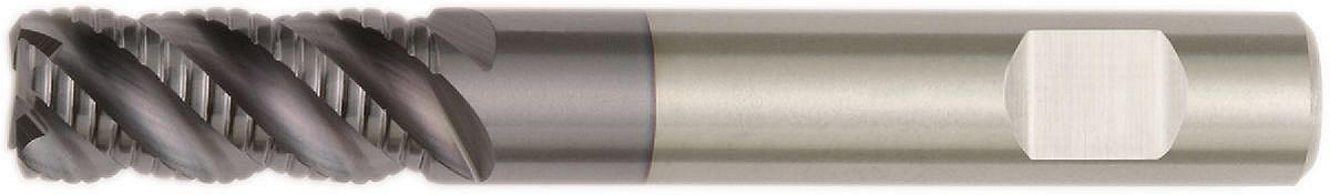 Solid Carbide End Mill for Roughing of Stainless Steel, High-Temperature Alloys, and Hard Materials.