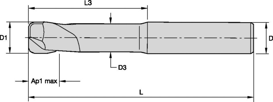 MaxiMet™ • Square End • 2 Flutes • Wiper Facet • Necked • Plain Shank • Inch