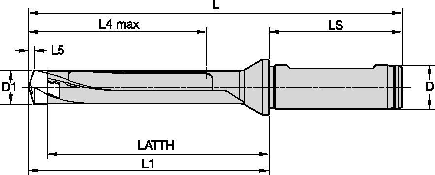 KenTIP™ FS • Drill Body • 5 x D • Straight Fluted • SCF Shank • Metric