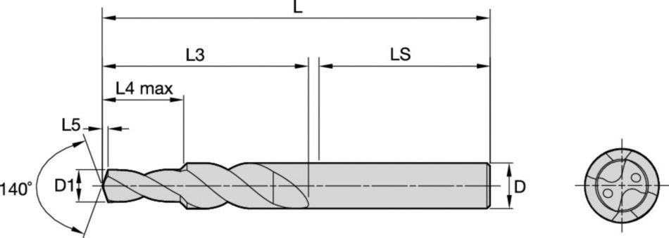 Broca escalonada de metal duro integral para aplicaciones universales