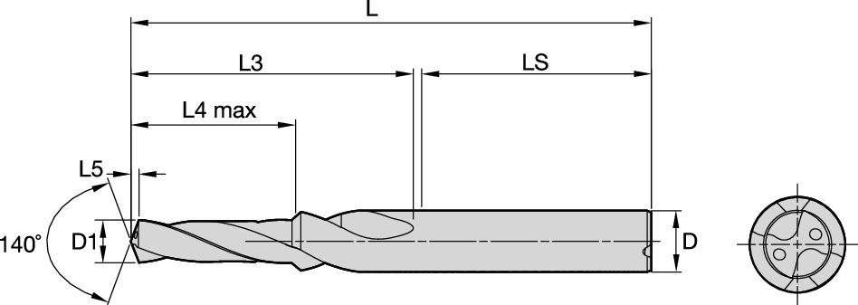 Kenna Universal™ Drill • Long • Internal Coolant • Straight Shank • Metric