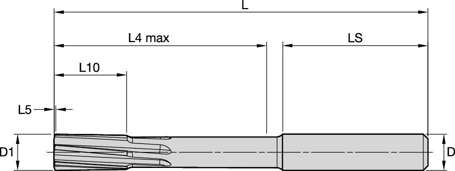 KenReam™ S104 • Helical Fluted • 5 x D • Internal Coolant • Straight Shank