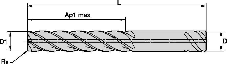 KOR5™ <sup>DA </sup>• Radiused • 5 Flutes • 5 x D • Internal Coolant • Safe-Lock™ Shank • Inch