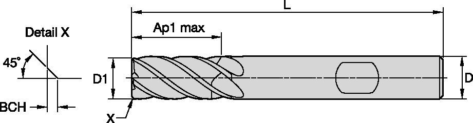 WCE5 • Series W501 • Chamfered • 5 Flute • Weldon® Shank • Metric