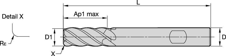 WCE5 • Series W501 • Radiused • 5 Flute • Weldon® Shank • Stub • Inch