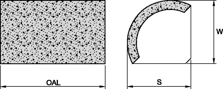 KenCast Quarter Round for general weld-on wear protection for inside corners for buckets, crusher teeth, and other application where weld joints do not need fully protected by the casting