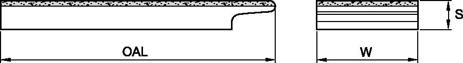 KenCast Standard Wear Bar with thin lip at one end to cover a step in the component being protected -- not suited for impact applications