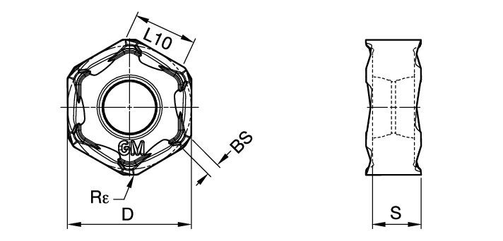 Face milling insert with twelve cutting edges, precision ground.