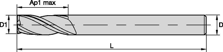 GOmill™ GP • Square End • 3 Flutes • Plain Shank • Inch