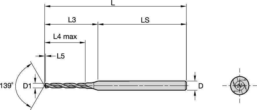 Taladrado de metal duro integral para orificios profundos de diámetros pequeños en múltiples materiales