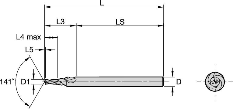 Taladrado de metal duro integral para orificios profundos de diámetros pequeños en múltiples materiales