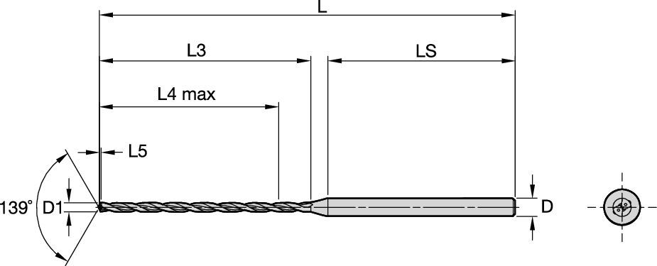 Solid Carbide Deep Hole Drill for Small Diameters in Multiple Materials