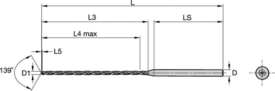 Taladrado de metal duro integral para orificios profundos de diámetros pequeños en múltiples materiales