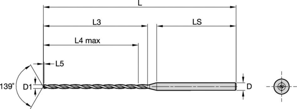 Solid Carbide Deep Hole Drill for Small Diameters in Multiple Materials