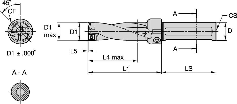 Drill Fix PRO™ - Drill Body - 3 x D - SSF Shank - Inch 7030554 - Kennametal