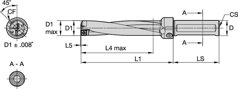 Indexable Drilling • Flanged Shank with Flats