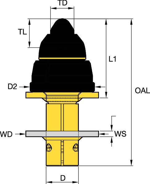 Smooth Retainer for Any Bore • PCD Tip for Maximum Wear Performance in Road Rehabilitation