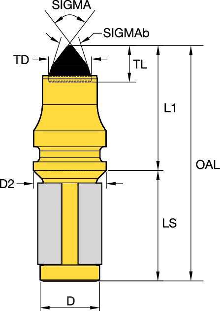 Rotating Tungsten Carbide Pick • 22mm (.87 in) Shank