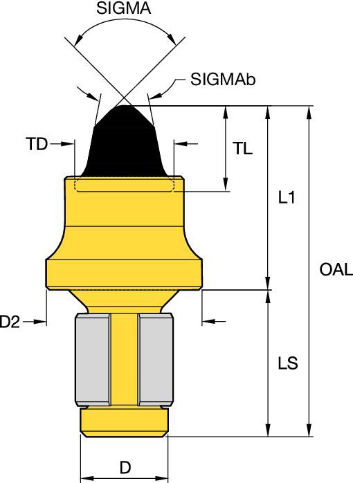 Rotating Tungsten Carbide Pick • 14mm (.55 in) Shank