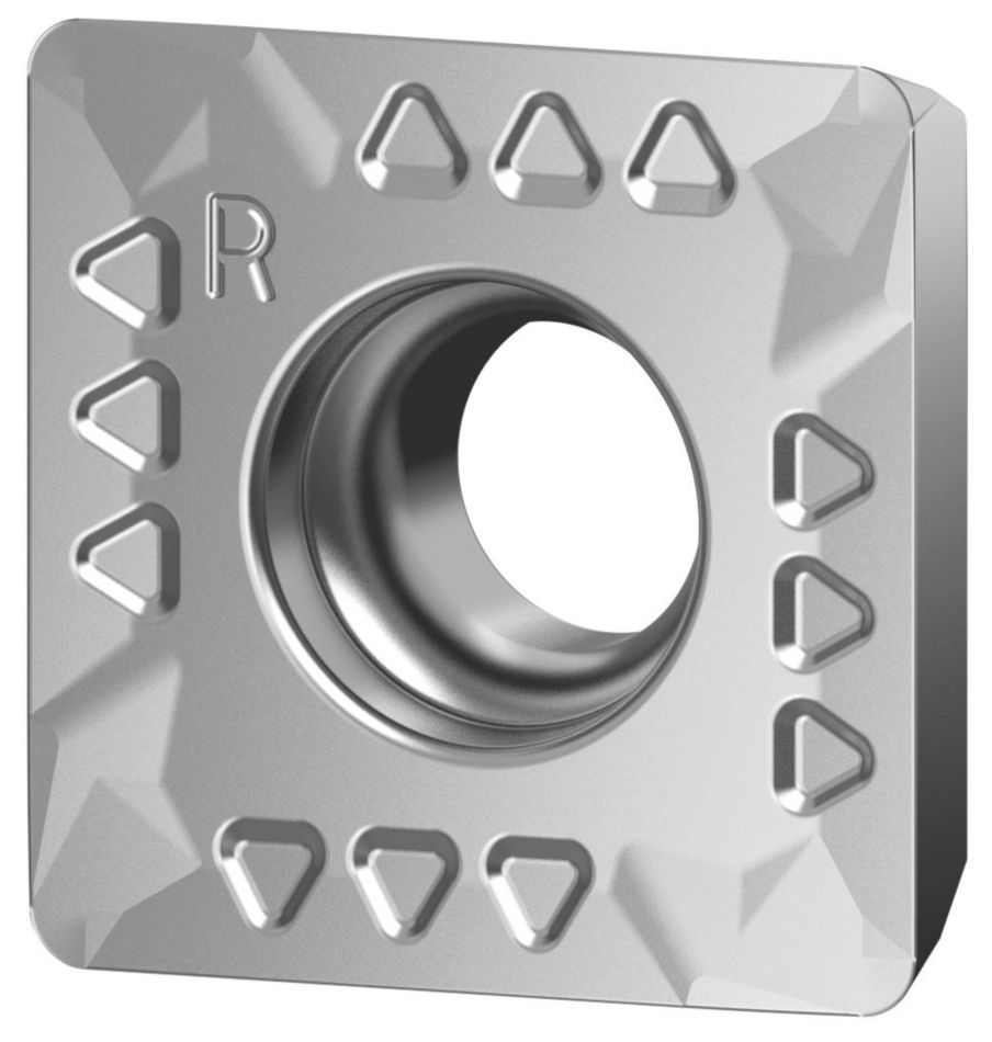 Shoulder and slot milling insert with four cutting edges.