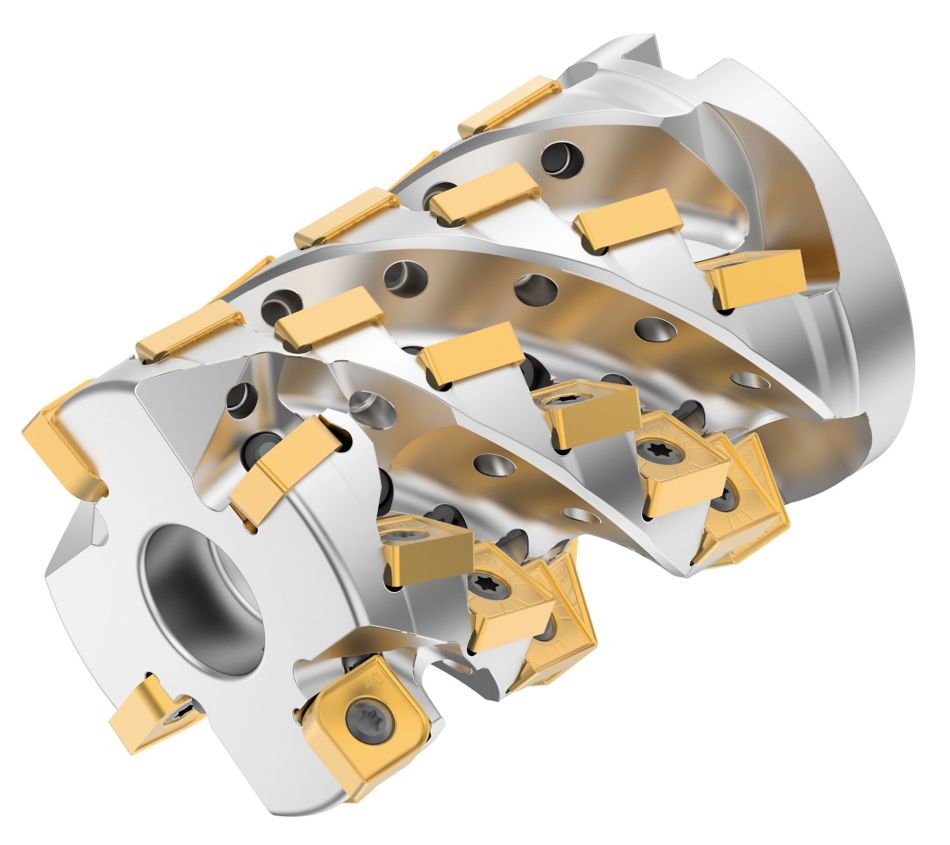 Shoulder milling cutter for steel, stainless steel, and high-temperature alloys.