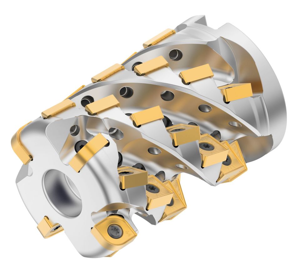 Shoulder milling cutter for steel, stainless steel, and high-temperature alloys.