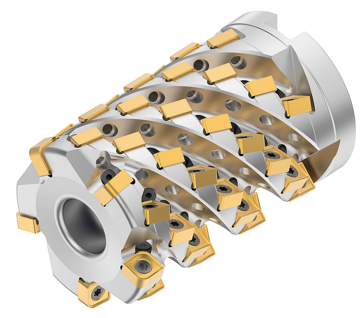 Shoulder milling cutter for steel, stainless steel, and high-temperature alloys.