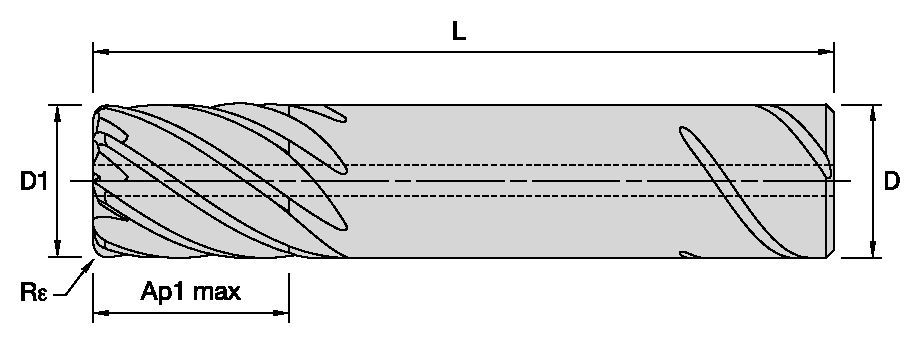 HARVI™ IV Eight Flute End Mill for Roughing and Finishing<br />Covering the Broadest Range of Applications and Materials