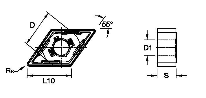 Płytka z węglika spiekanego do toczenia wg standardu ISO • Obróbka zgrubna, geometria pozytywowa