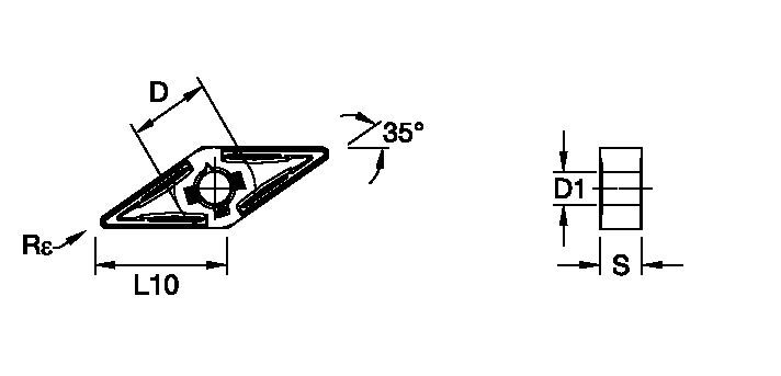 Plaquita de metal duro de torneado ISO • Geometría positiva de desbaste