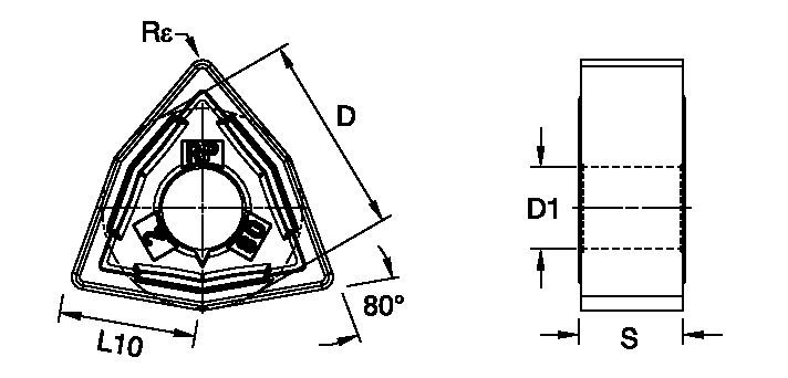 Płytka z węglika spiekanego do toczenia wg standardu ISO • Obróbka zgrubna, geometria pozytywowa