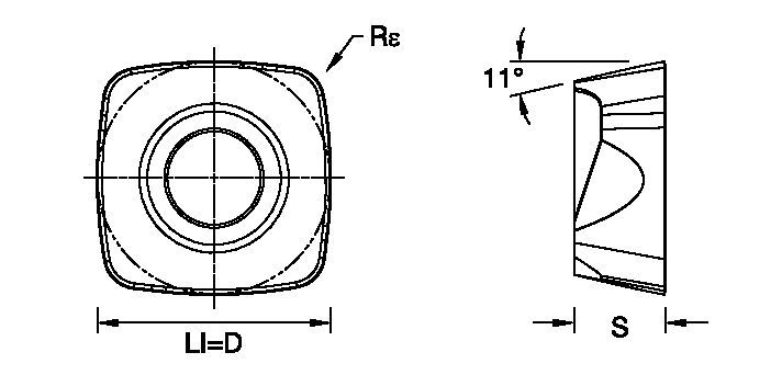 High-feed copy milling insert with four cutting edges.