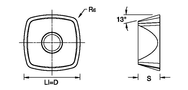 High-feed copy milling insert with four cutting edges.