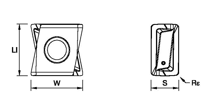 Inserto per fresatura a spallamento con quattro taglienti per inserto, rettificato di precisione