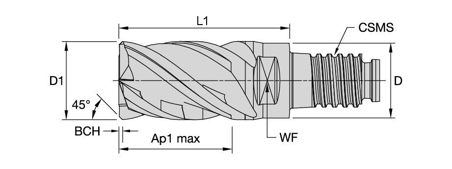 HARVI™ I TE Four Flute Modular End Mill for Roughing and Finishing Covering the Broadest Range of Applications and Materials