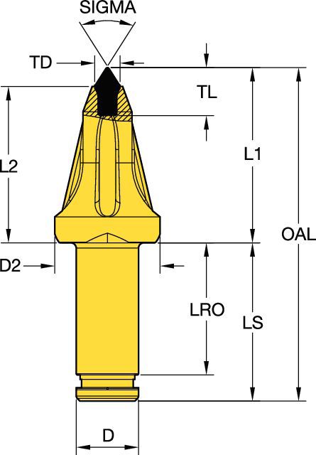 "30mm (1.18"") Shank Fin" Underground Mining - 1104924 - Kennametal