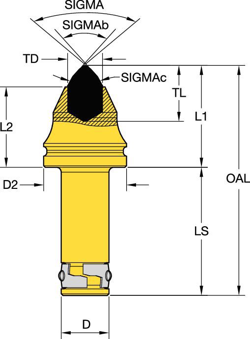 "30mm (1.18"") Shank Heavy" Underground Mining - 1870106 - Kennametal