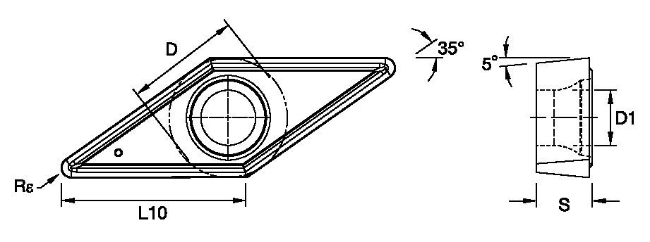 Screw-On VBMT ISO/ANSI Turning Insert 1161974 - Kennametal